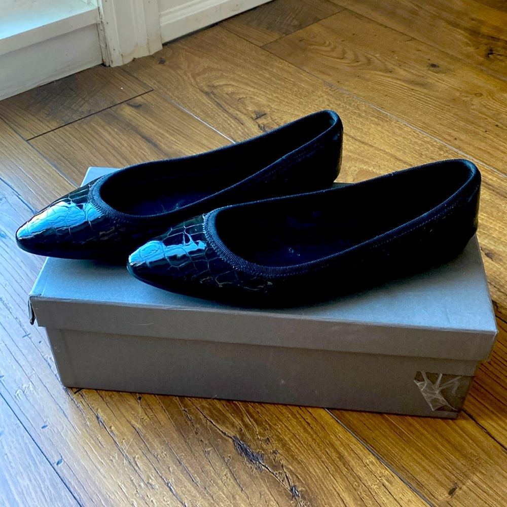 Prada patent croc flats